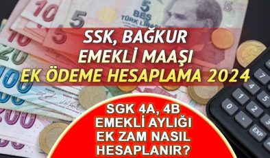 SSK, BAĞKUR EMEKLİ MAAŞI EK ZAM HESAPLAMASI OCAK 2024 || Emekli maaşı ek zam nasıl hesaplanır? SGK, Bağkur ek ödeme nedir, ne zaman alınır? İşte 2024 4A,4B emekli aylığı ek zam hesaplama