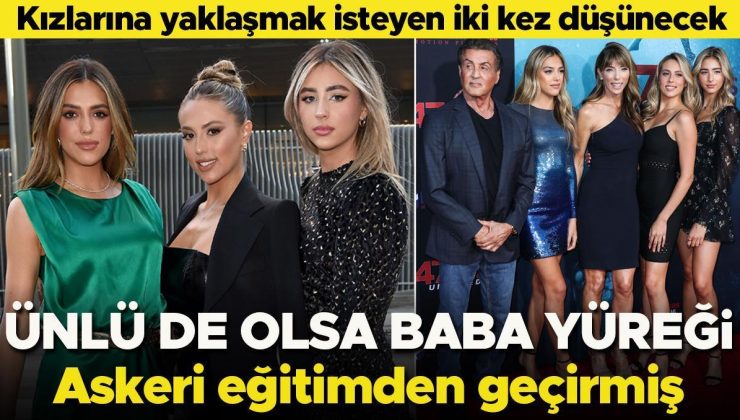 Ünlü de olsa baba yüreği… Kızlarına yaklaşmak isteyen bir değil iki kez düşünecek… Askeri eğitimden geçirmiş!