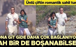 Ünlü çiftin romantik sahil turu… Her geçen gün ona biraz daha bağlanıyor… Ah bir de boşanabilse!