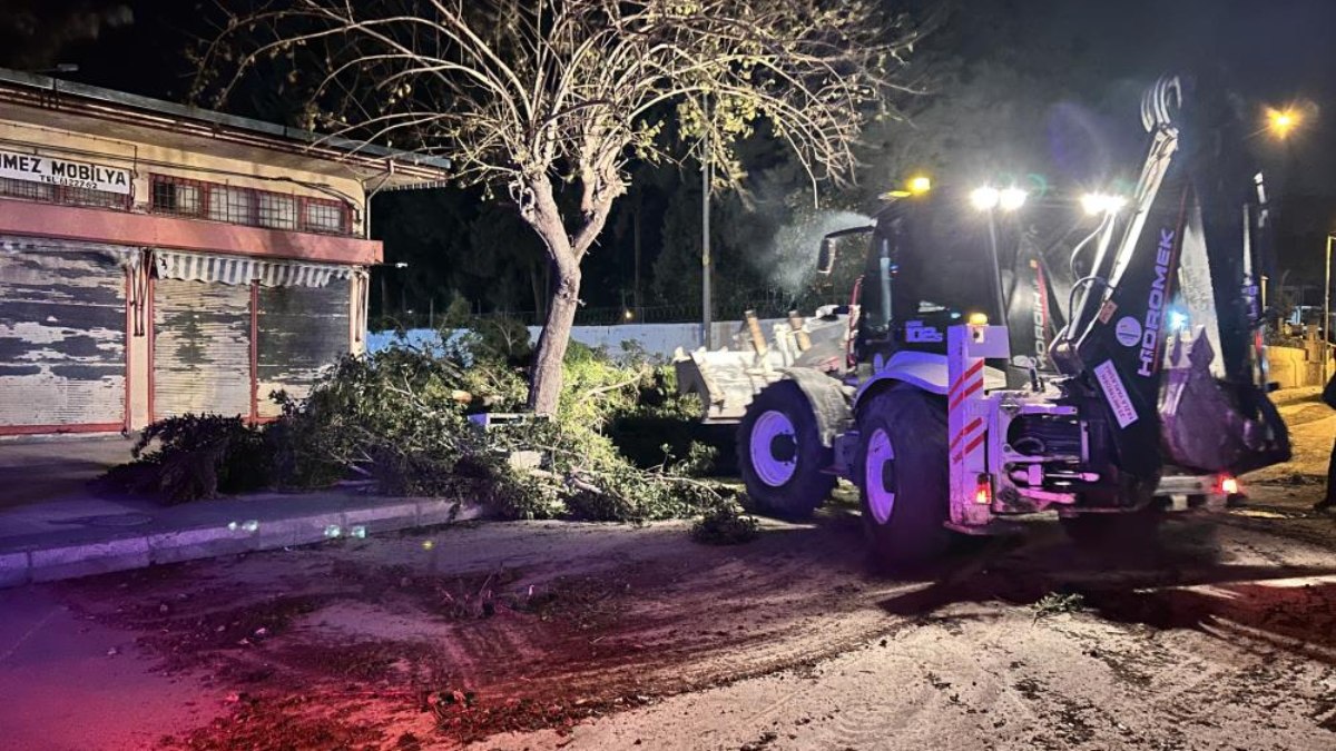 Hatay’da fırtına: Ağaçlar yerinden söküldü, çatılar uçtu